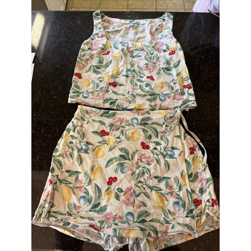 Old Navy Floral Lemon & Cherry Two-Piece Skort Set